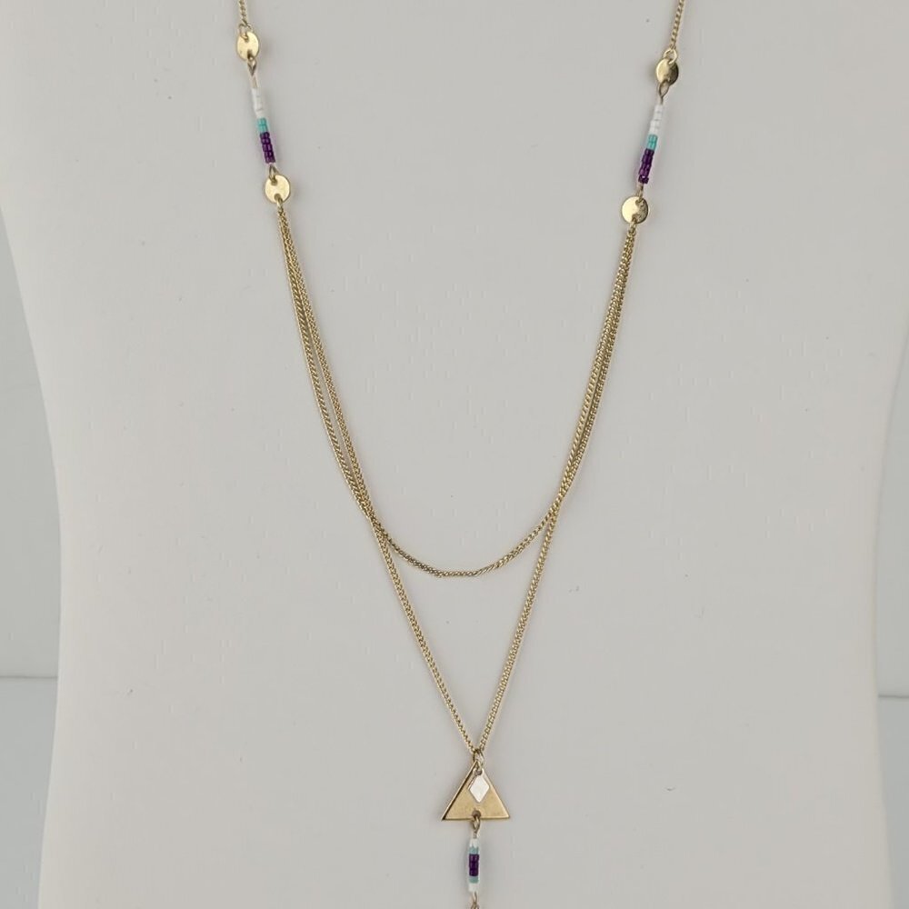 Claire's Gold Tone Boho Layered Tassel Bead Necklace
